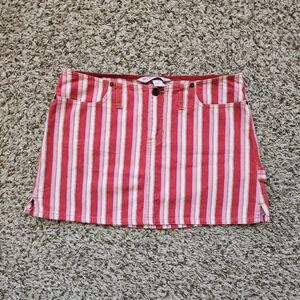 Abercrombie & Fitch Red Pink White Stripe Mini Skirt